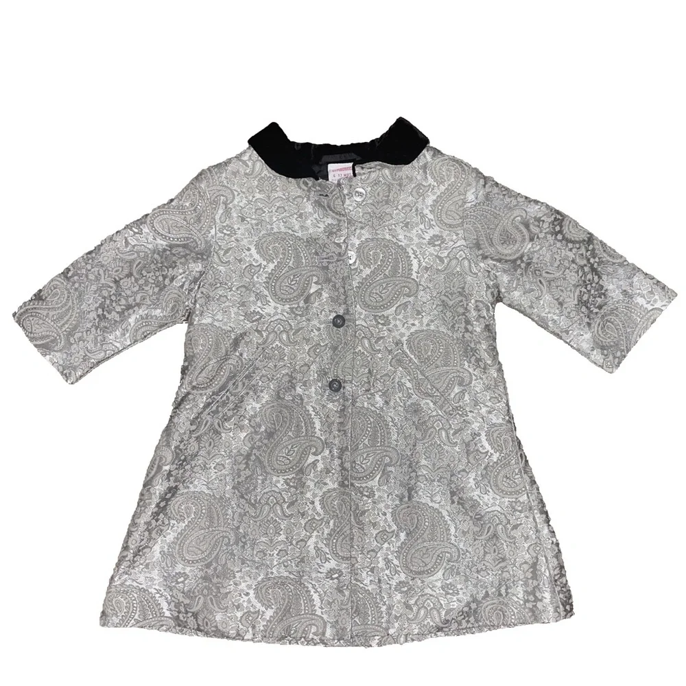 Vintage Deadstock Gymboree Prim & Proper Silver Brocade Holiday Coat‎ 6-12 Month